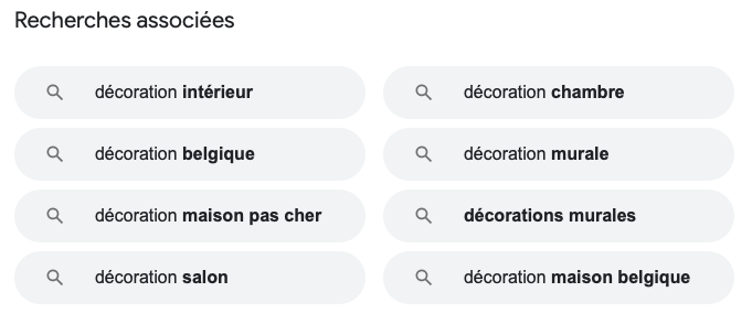 Exemples des recherches associées de Google (copywriting)